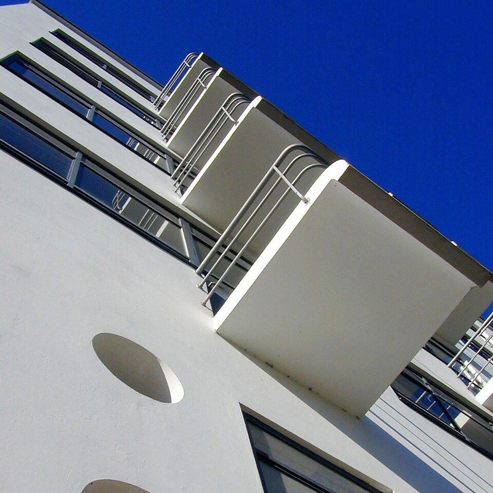 A typical facade in Bauhaus style Facade in bauhaus style