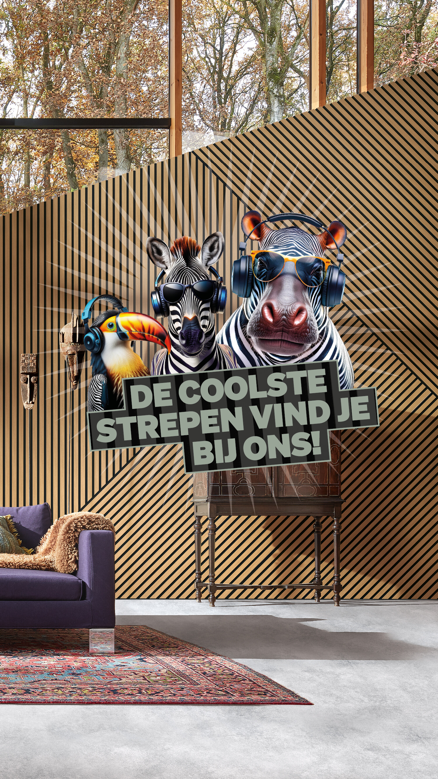 Voll im Trend: Akustikpaneele Holz auf Filz an einer Wand hinter dem Fernseher